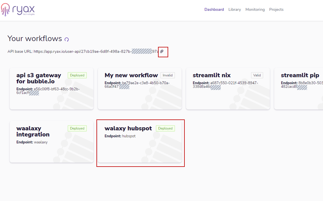 Then select "waalawy hubspot" worflow, already available