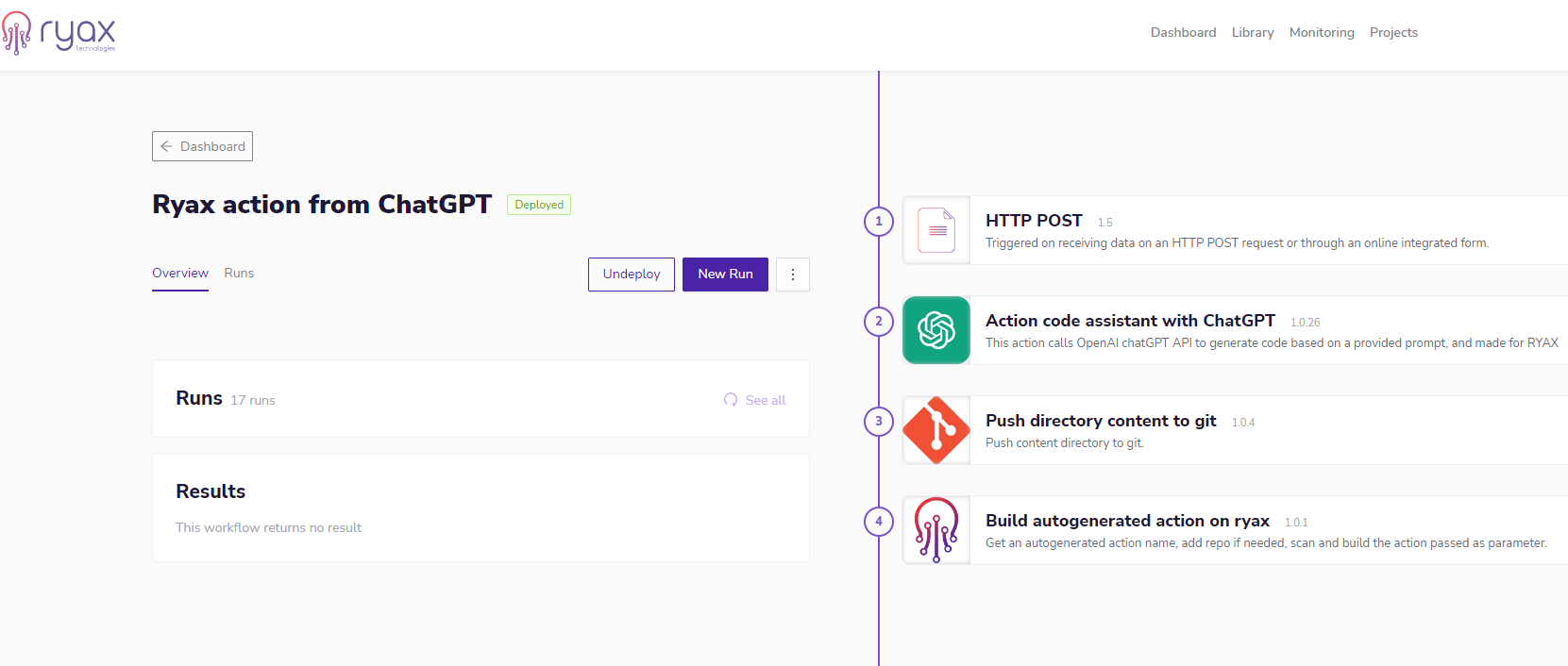 create ryax action from chatgpt